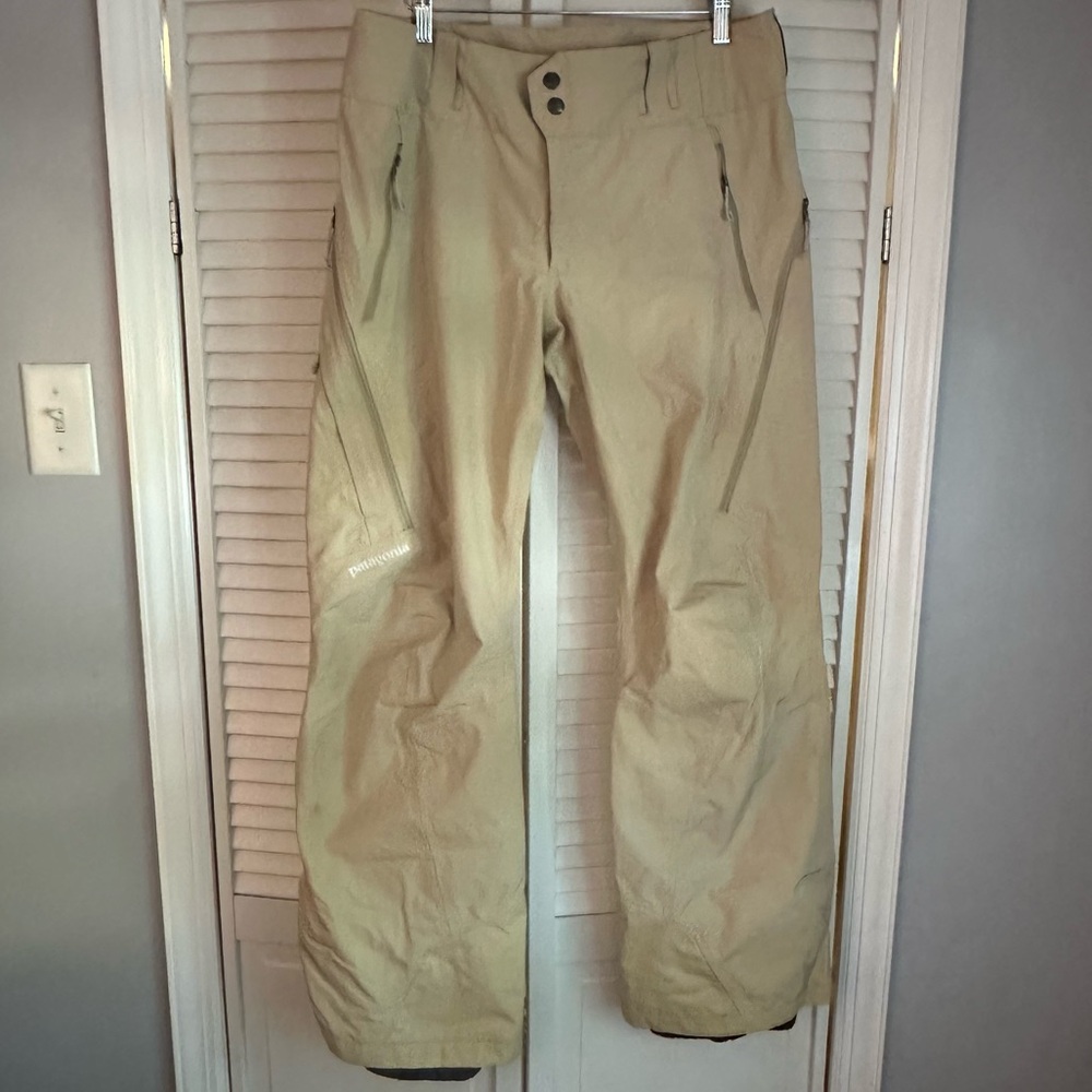 Womens Tan Beige Patagonia Goretex Ski Pants Unlined